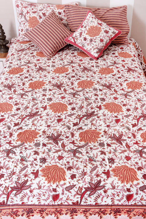 40s Cotton Pillow Cover in Floral Print